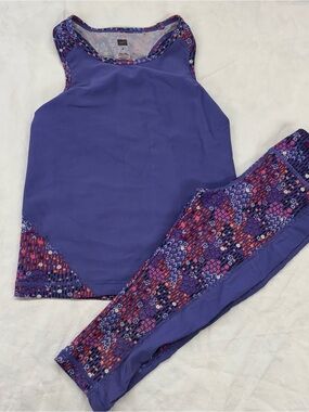 Tea Purple Activewear Tank Cropped Leggings Girls Size 5